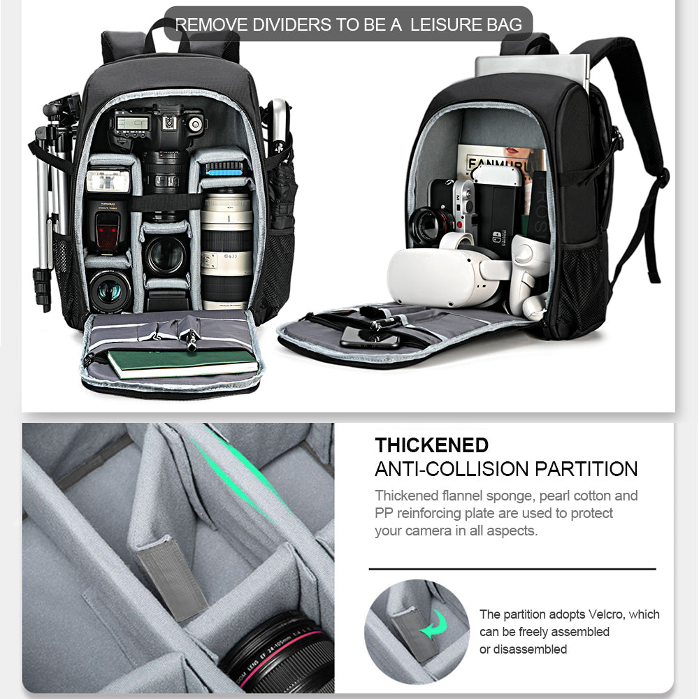 Big Capacity Photography Camera Waterproof Shoulders Backpack Video Tripod  Bag Drone Case w/ Rain Cover for Canon Nikon Sony Pentax