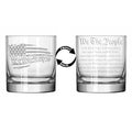 Rocks Whiskey Scotch Old Fashioned Glass 2 Sided We The People American Flag