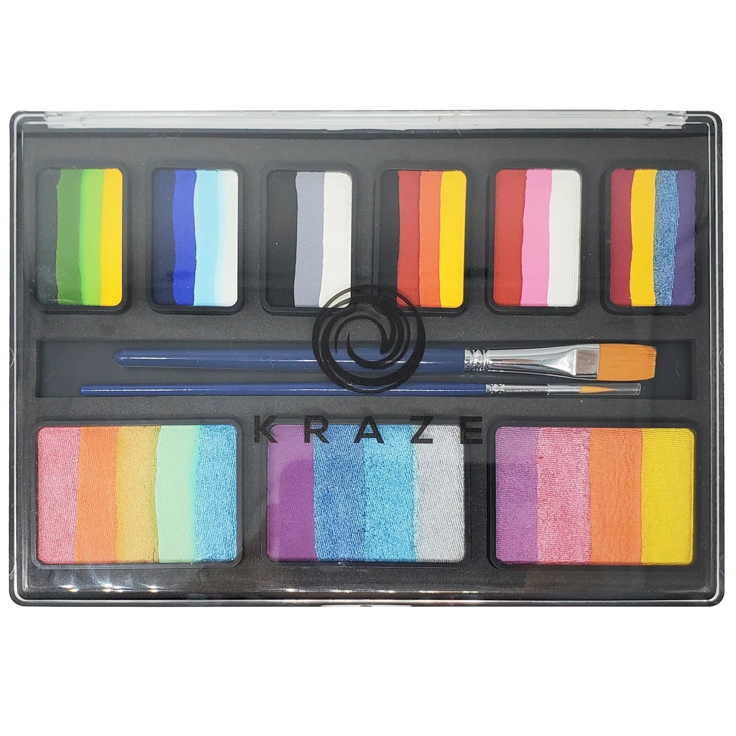 Kraze  Celebration Professional Face Painting One Stroke Split Cake Palette, Water Activated, Hypoallergenic, Safe, Non Toxic Halloween Party Makeup Face Paint Kit for Sensitive Skin, Kids & Adults