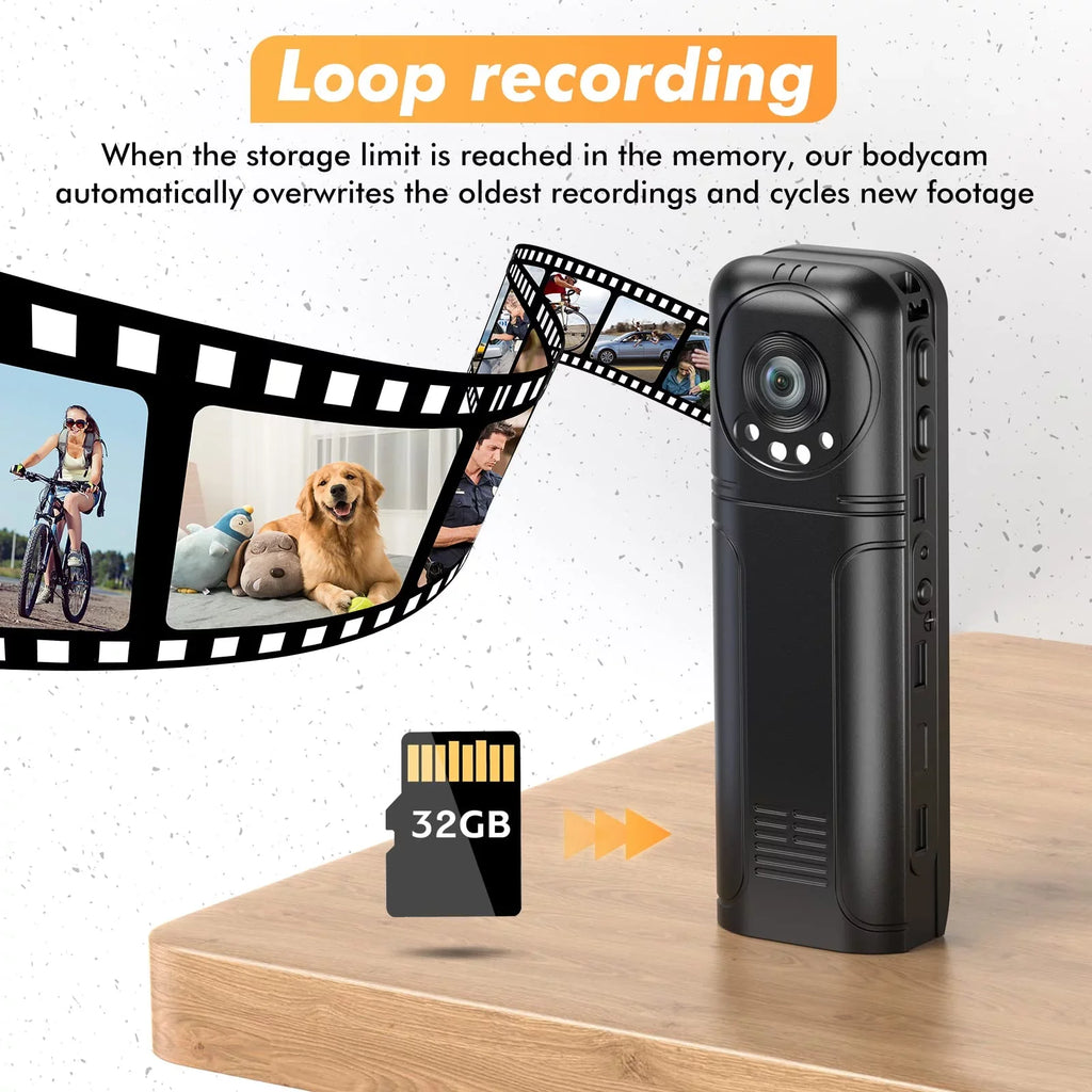 Losfom Z02 WiFi Body Camera, 1296P Body Worn Camera with Audio and Video Recording (Only Camera)