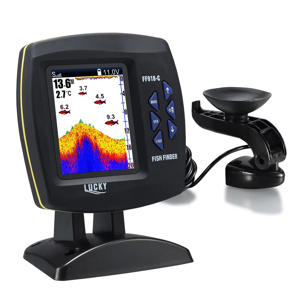 Tomshoo Fish Finder Wired Transducer Sensor Fishfinder 45 Degrees Underwater Fishing Portable Fish Finder Waterproof Underwater Monitor  Fish Locator Boat Fishfinder Fish Detector