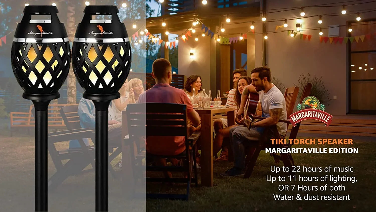 Margaritaville Portable Bluetooth Speaker, Black, MA112--2 Pack