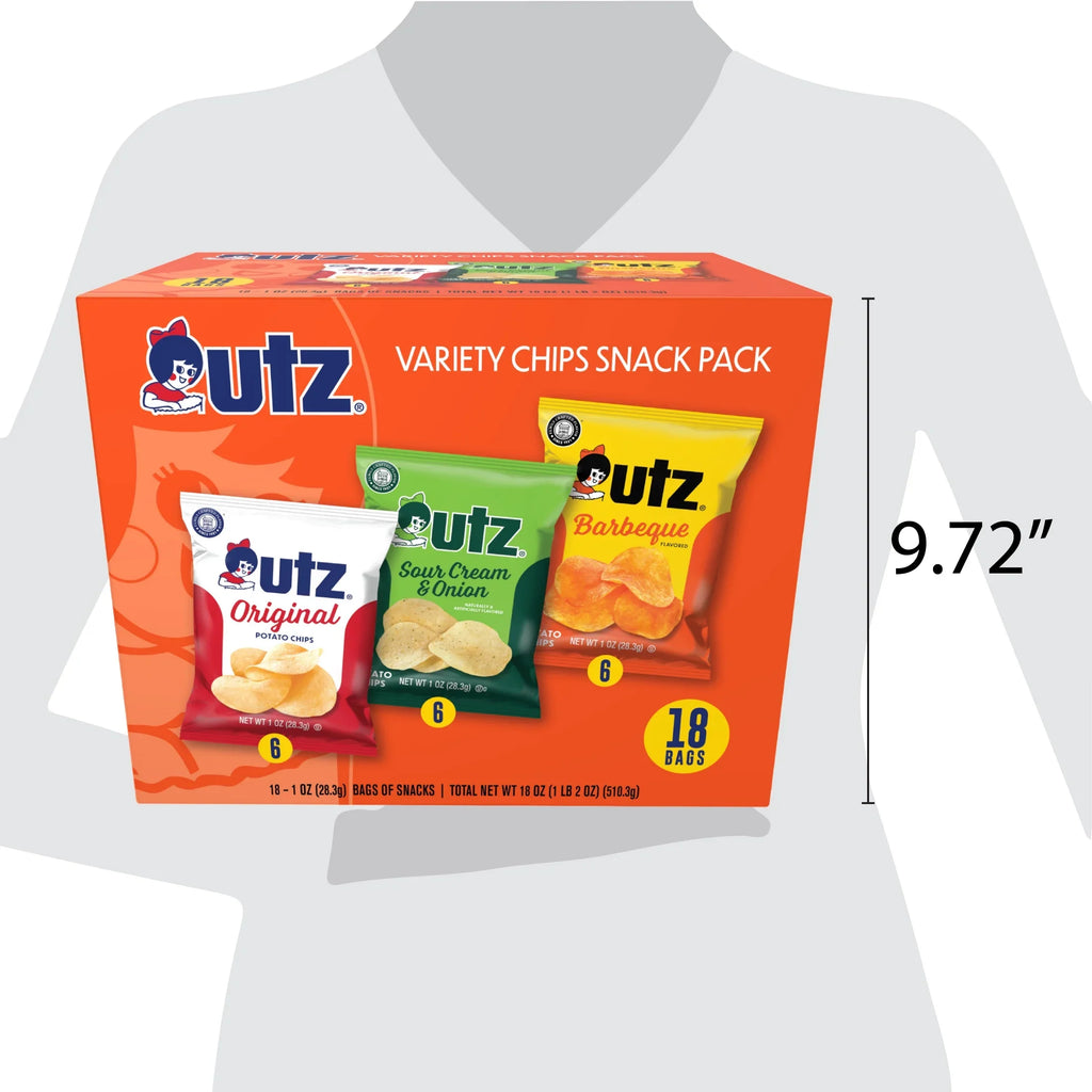Utz Chip Pack, Variety Pack, Gluten-Free, Potato Chips, 1 oz, 18 Count