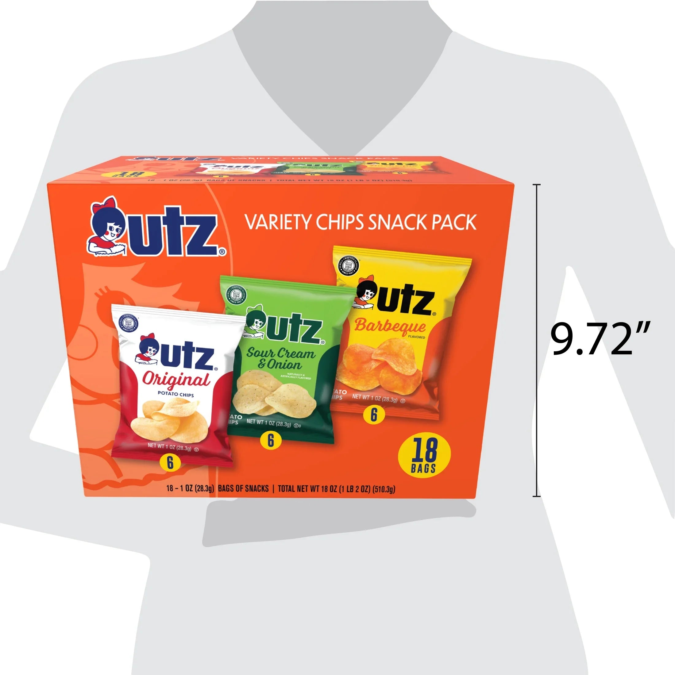 Utz Chip Pack, Variety Pack, Gluten-Free, Potato Chips, 1 oz, 18 Count