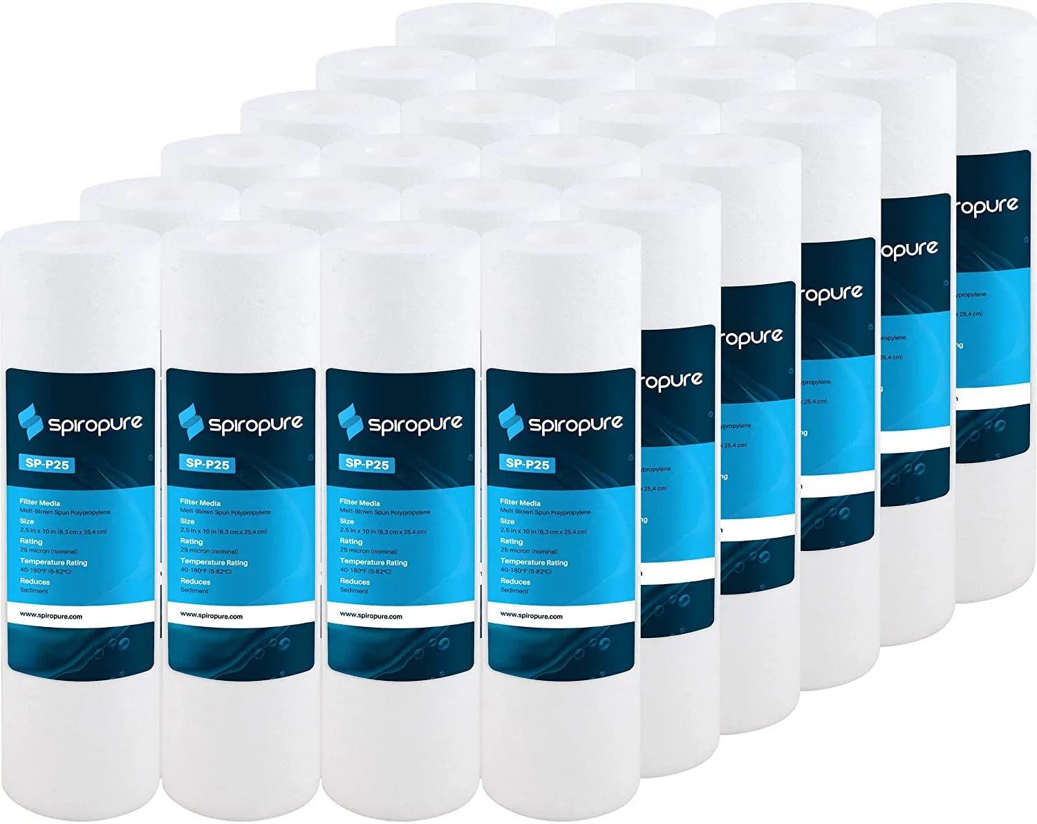 SpiroPure -P25 10x2.5 25 Micron Spun Melt-Blown Polypropylene Sediment Water Filter Cartridge P25 155015-43 (Case of 24)
