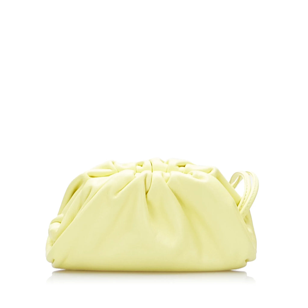 Pre-Owned Authenticated Bottega Veneta The Pouch Calf Leather Yellow Crossbody Bag Unisex (Good)