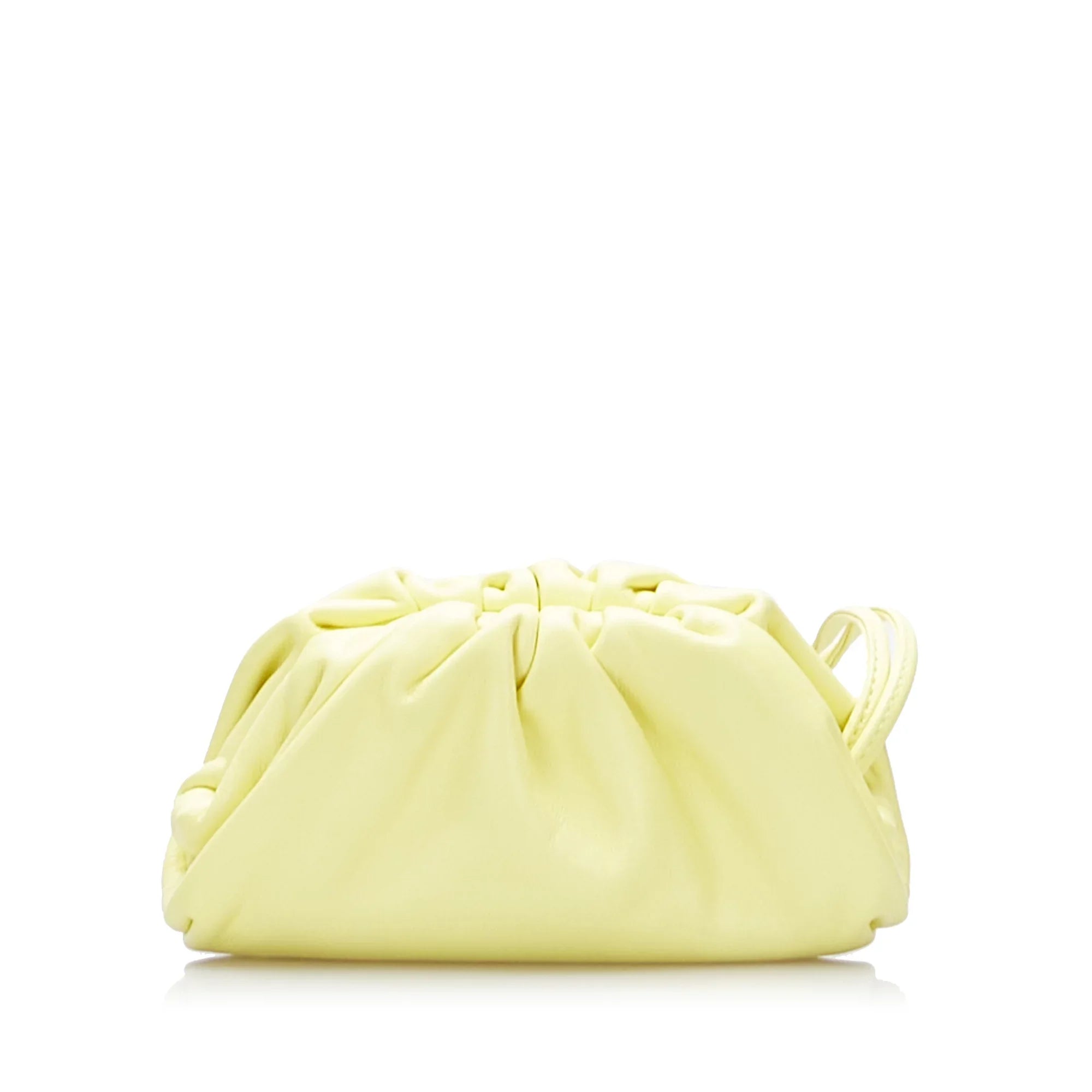 Pre-Owned Authenticated Bottega Veneta The Pouch Calf Leather Yellow Crossbody Bag Unisex (Good)