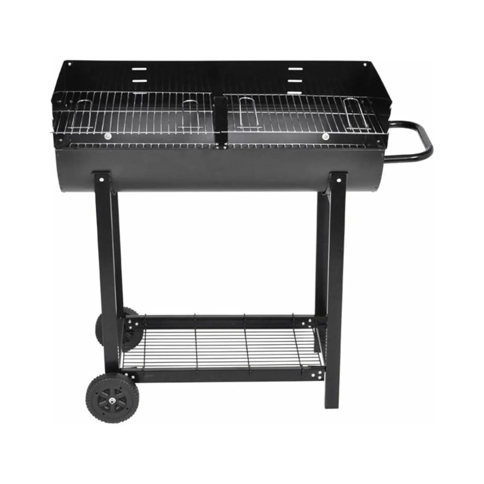 moobody Charcoal  Stand with Lower Shelf and Wheels Steel Barbecue Grill Black for Camping Cooking, Grilling, Smoking, Picnic, Hiking, Party, Garden, Patio 39.4 Inch Length