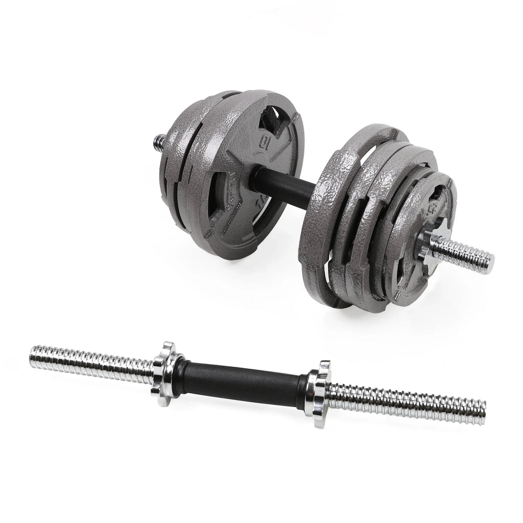 Fitness 19.5 ” Dumbbell Handles Set - Solid Steel, 1 inch Standard Grip, Spinlock Collars – Standard Weight Plates Handles for Home Gym Workouts, Bodybuilding, Strength Training – Rubber Handles