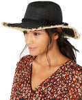International Concepts Women’s Twisted Straw & Rope Detail Floppy Hats, Black