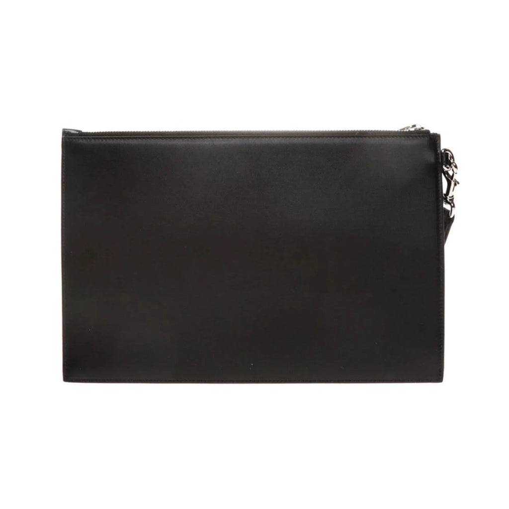 New Gucci Blade Embroidered Black Leather Pouch Wristlet Bag 597678