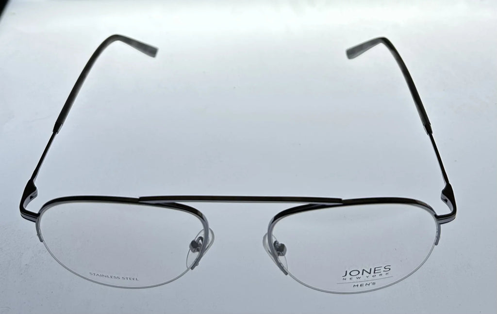 Jones New York Mens Gunmetal Rimless Metal Eyewear Aviator Frame. J359. 53mm