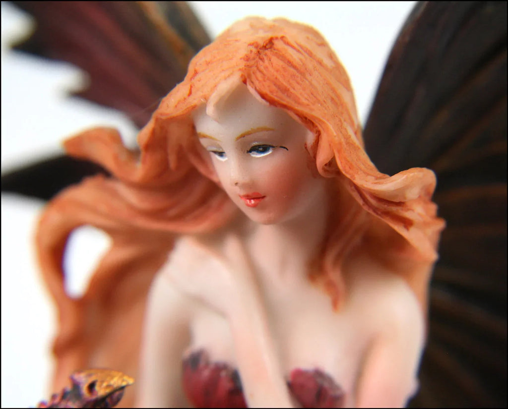 5" Fairy with Red Dragon - cast in quality resin with a feel like ceramic