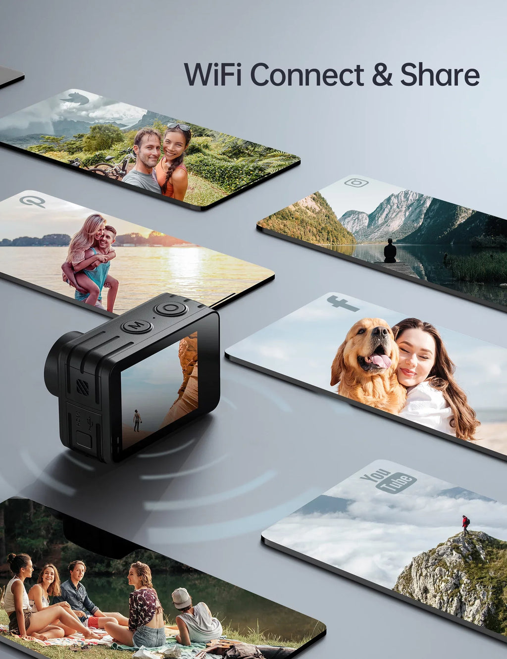 4K/60FPS/24MP Action Camera, Upgraded 3.0  Anti-shake Stabilization 40M Waterproof Camera, 170° Adjustable Wide Angle Multiple Functions