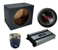 Universal Car Stereo Rearfire Sealed Single 12" Alpine Next-Generation R-Series R2-W12D4 Sub Box Enclosure with Harmony -A800.1 Amplifier & 4GA Amp Kit