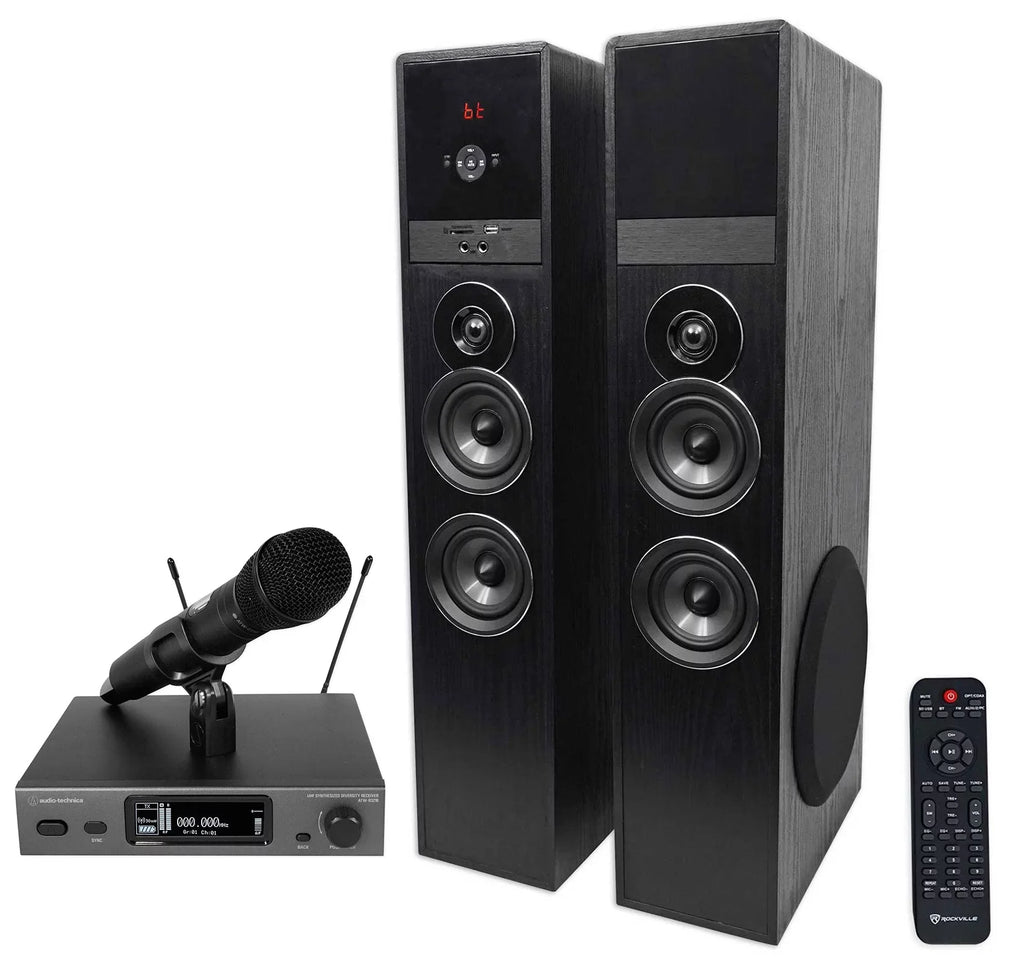 Audio Technica -3212/C710DE2 Wireless Handheld Mic+Tower Home Theater Speaker