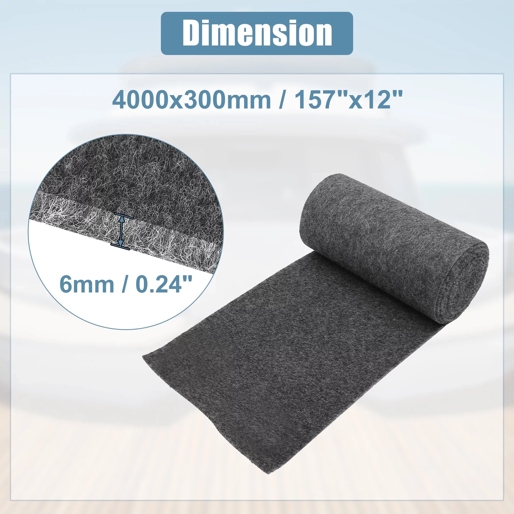 Unique Bargains 157"x12"x0.24" Dark Gray Boat Carpet Pad Decking Sheet Mat for Boat Trailers Dark Gray