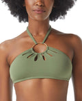 Vince Camuto   Logo-Ring Cutout Halter Bikini Swim Top,  Medium