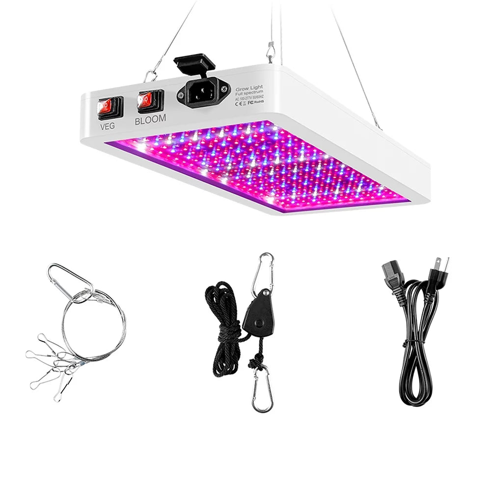 2000W  Grow Light for Indoor Plants 312 LEDs Full Spectrum Veg and Bloom Dual Switch IP65 Waterproof Hanging Plant Growing Lamps for Seedlings Flowers Greenhouse