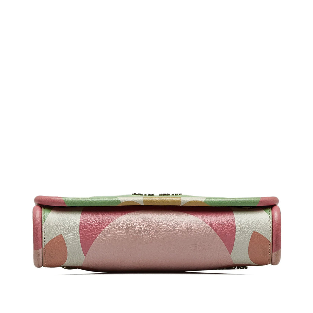 Pre-Owned Authenticated Miu Miu Flower Print Crossbody Calf Leather Pink Crossbody Bag Unisex (Good)