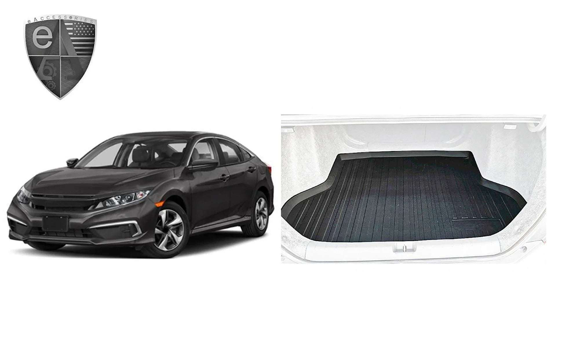 Cargo Liner – Trunk Mat for Honda Civic Sedan 2016-2021 – Weather-Resistant Trunk Mats for Cars with Raised Lip – Non-Slip Car Trunk Mat Rubber – Easy to Install – Laser Pre-Cut Design