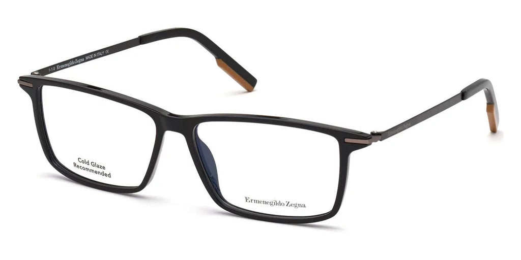 Ermenegildo Zegna EZ5204 001 Shiny Black Clr Lens Injected 58mm Men's Eyeglasses