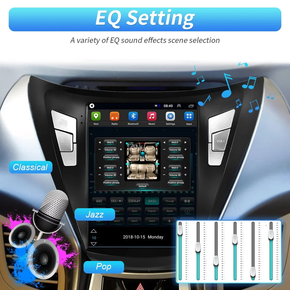 Podofo 2G+64G for Hyundai Elantra 2011 2012 2013 Android 9.7'' Touchscreen Car Stereo Radio Bluetooth  Mirror Link   , with Backup Camera