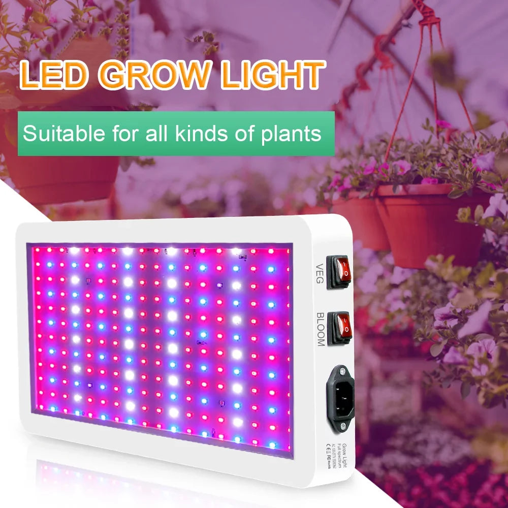 Aibecy Dual Switch  Grow Light 2000W for Indoor Plants Full Spectrum IP65 Waterproof Ideal for Seedlings Flowers Greenhouse
