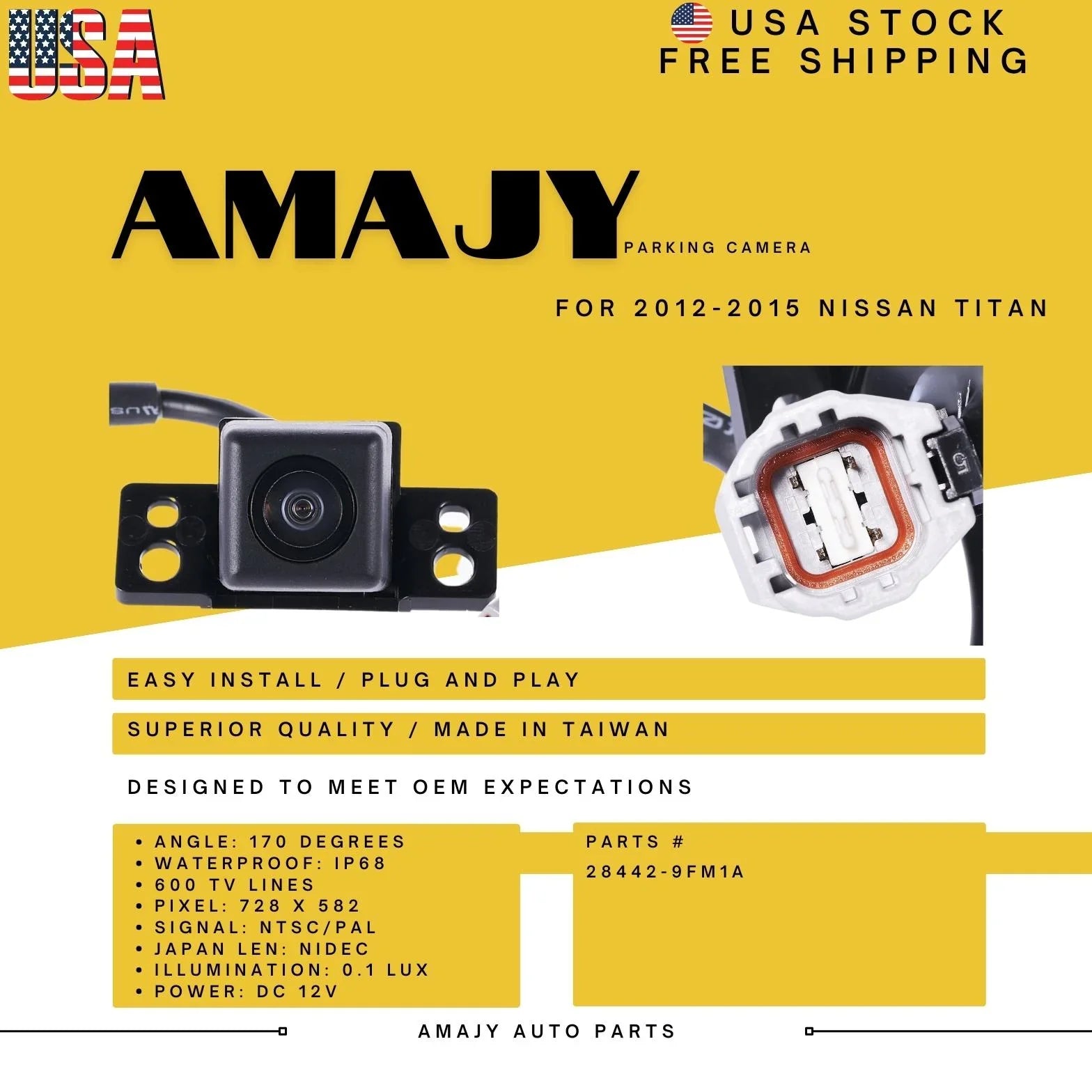 Backup Camera Replaces for 12-15 Nissan Titan 28442-9FM1A