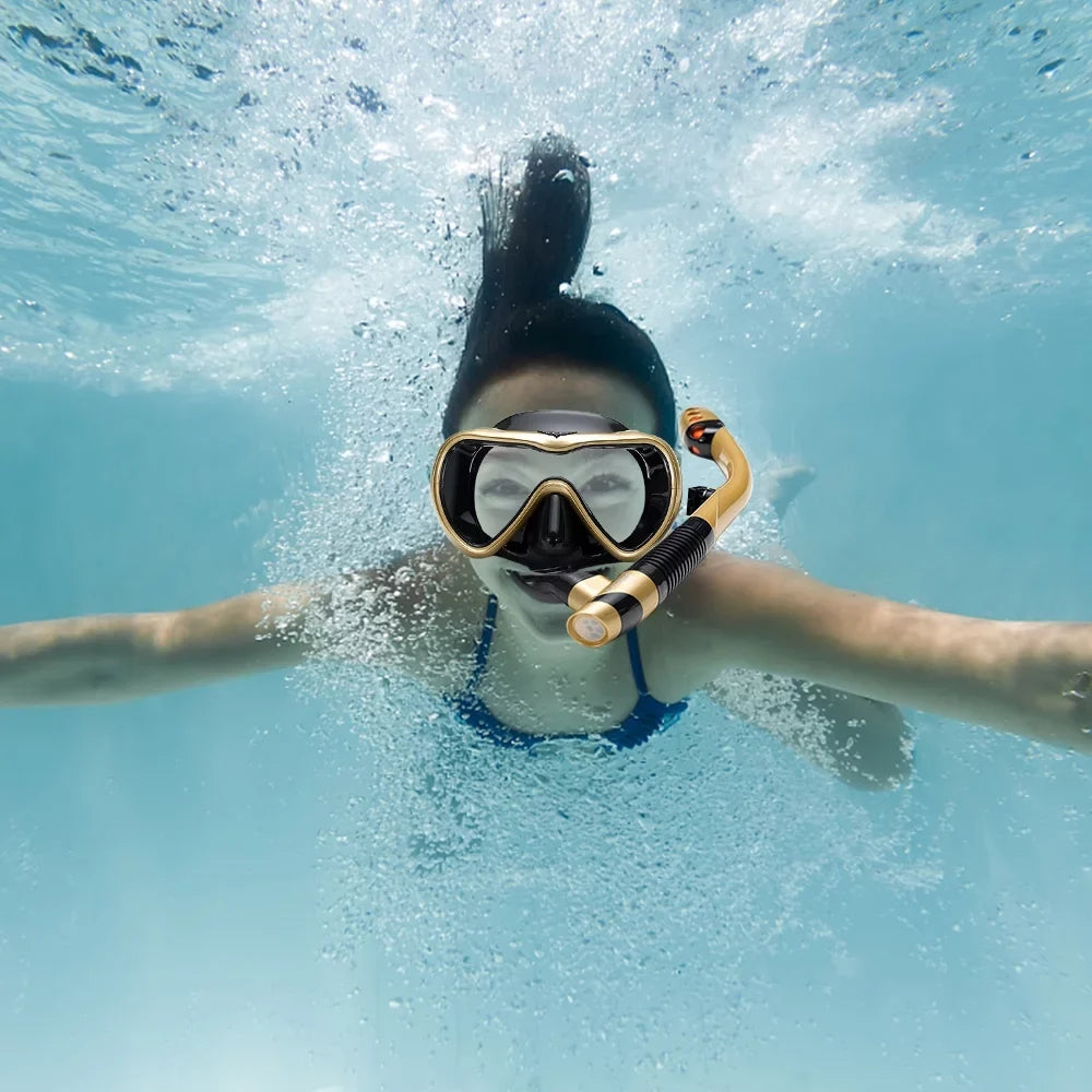 Andoer Swim and Dive with Confidence Leakproof Snorkel Set with Fog-Free Goggles and  Snorkel Tube