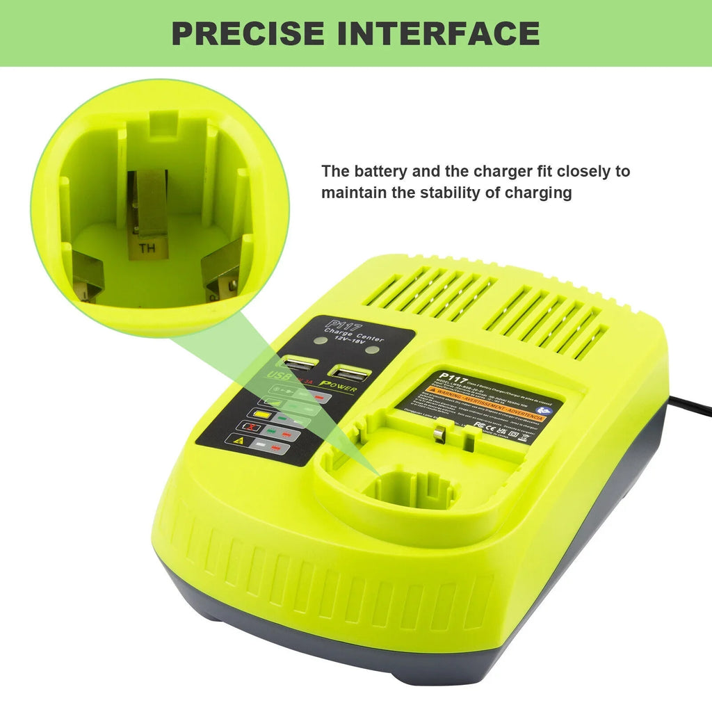 P117 Battery Charger For  18V High Capacity 18Volt Lithium-Ion P108 P106
