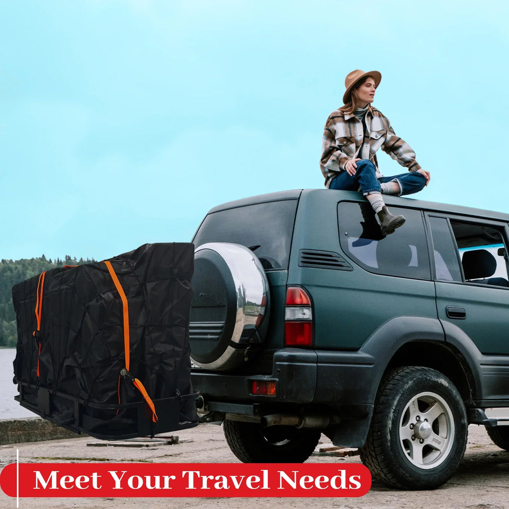 Folding Hitch Mount Cargo Rack Carrier Rear Luggage Basket for Car, , Truck,  500 lbs, Capacity 60"x20"x6"