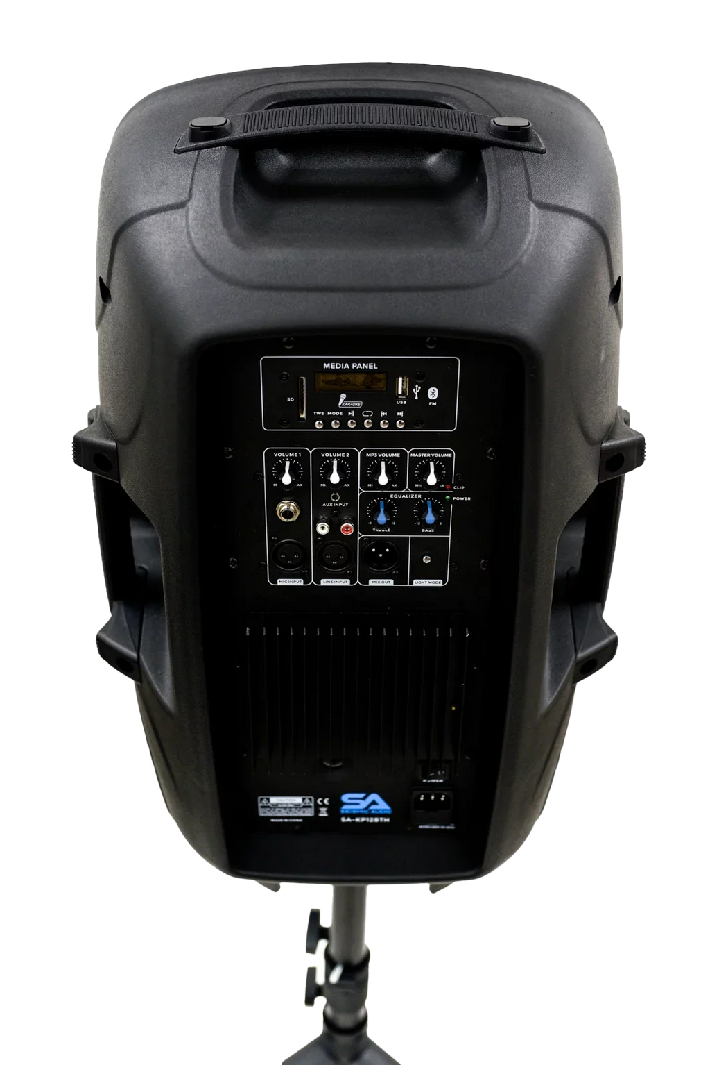 Seismic Audio -KP15BTH Active 15 Inch  Home Karaoke Bluetooth Party Speaker  System with Stand,  Lights, Microphone, Cable and Remote