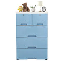 6 Drawer Plastic Storage Tower Closet Organizer with 4 rollers for Home, Office (Blue)