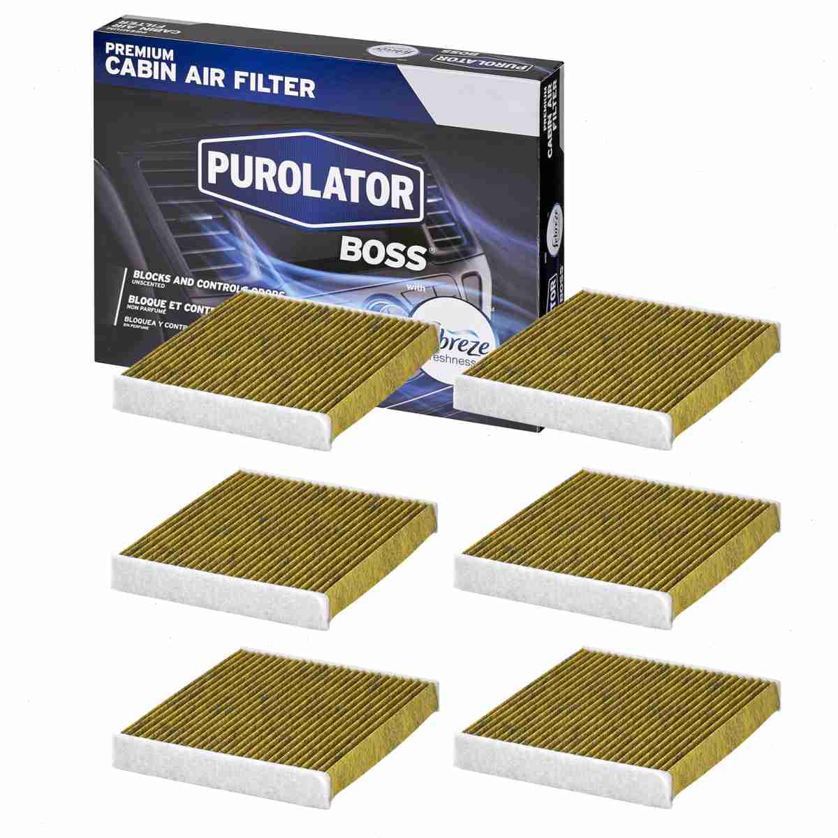 6 pc Purolator  PBC35667 Cabin Air Filters for 815  Heating Ventilation Air Conditioning Vent Filters Fits select: 2006-2018  RAV4, 2007-2017