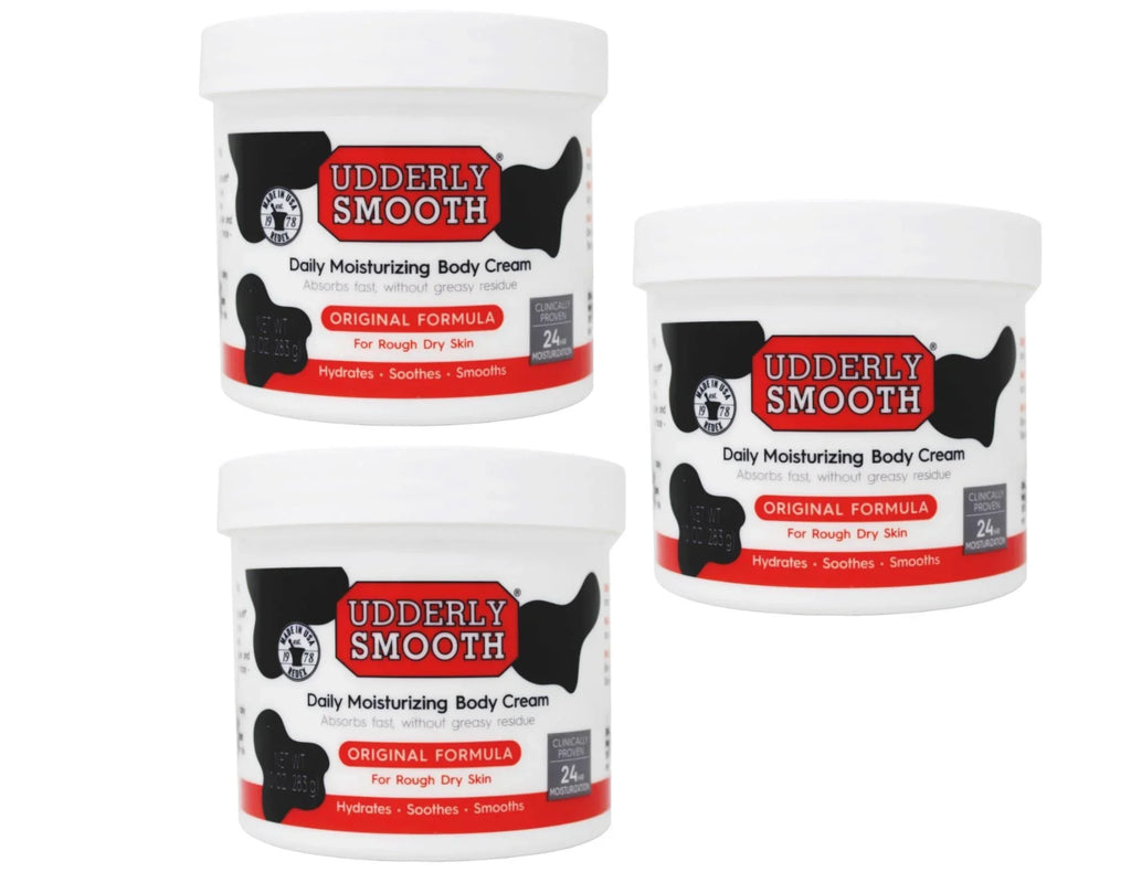 Udderly Smooth Body Cream Skin Moisturizer Original Formula for Rough Dry Skin, 10 Ounce (Pack of 3)