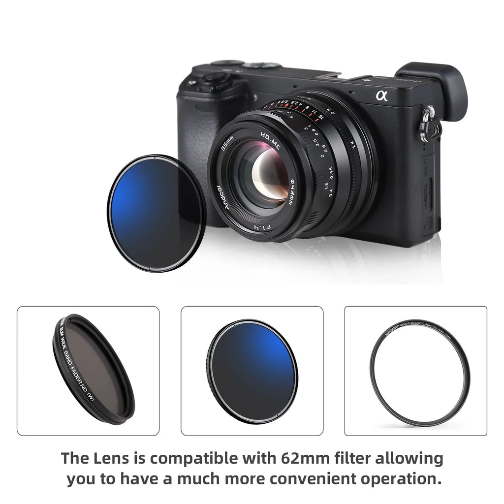 Dcenta Full Frame Camera Lens with Large Aperture Manual Focus for Sony A7/A7II/A7R/A7RII/A7S/A7SII/A6500/A6300