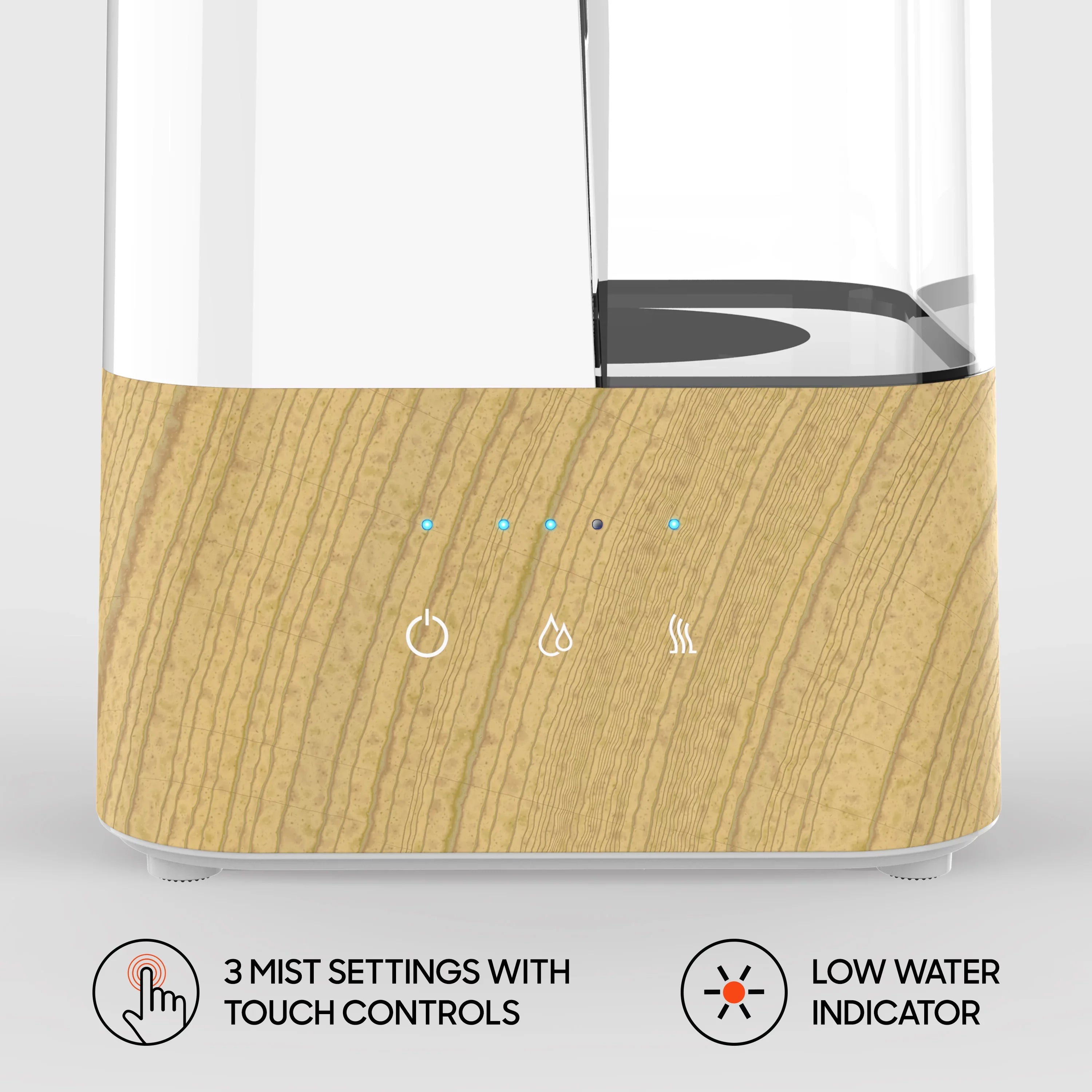 Sharper Image UHS2 Ultrasonic Humidifier, Whisper-Quiet, Warm or Cool Mist, 3 Settings, Filter Free