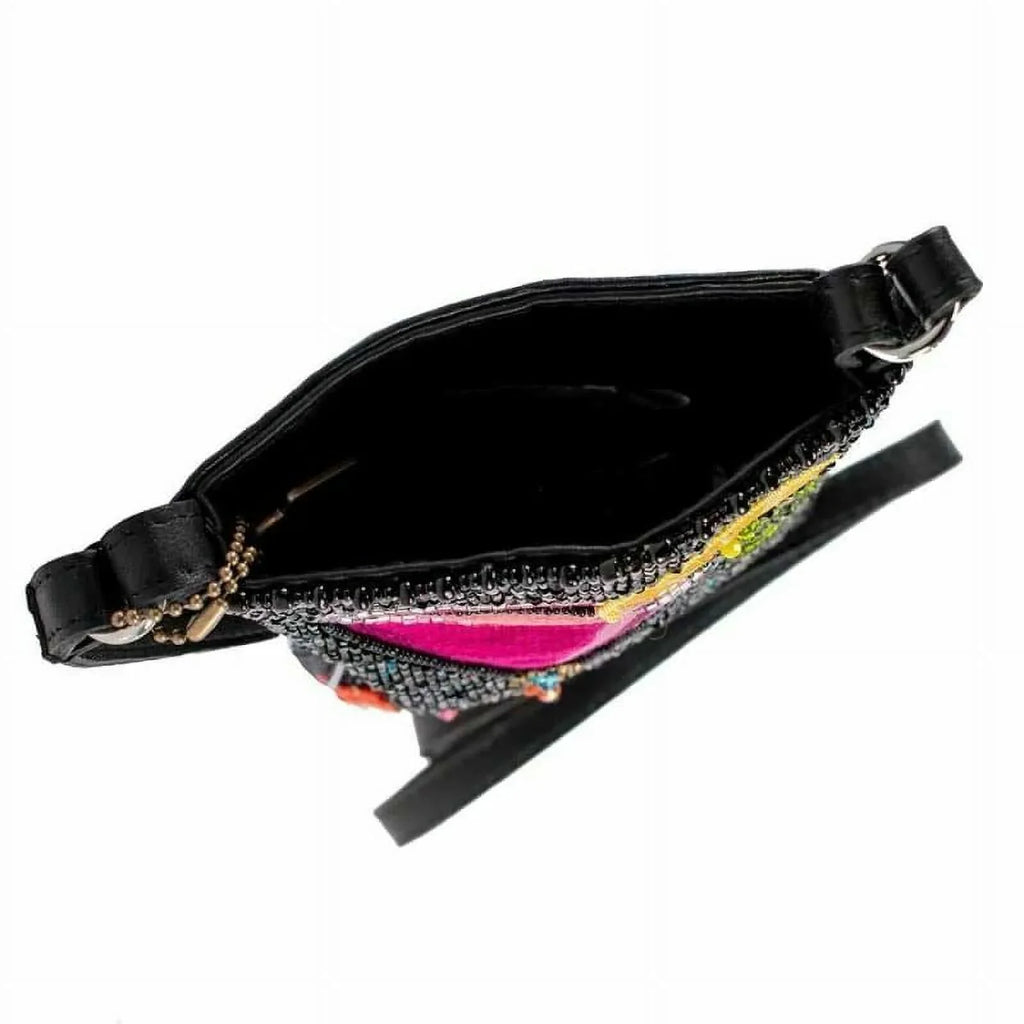 Mary Frances Take a Sip Leather Crossbody Phone Bag Cocktail Beaded Shoulder Bag