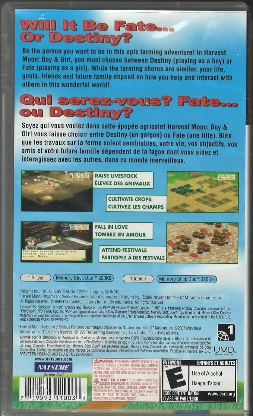 Harvest Moon: Boy & Girl  (Brand New Factory Sealed  Version) Sony , Son-719593110033