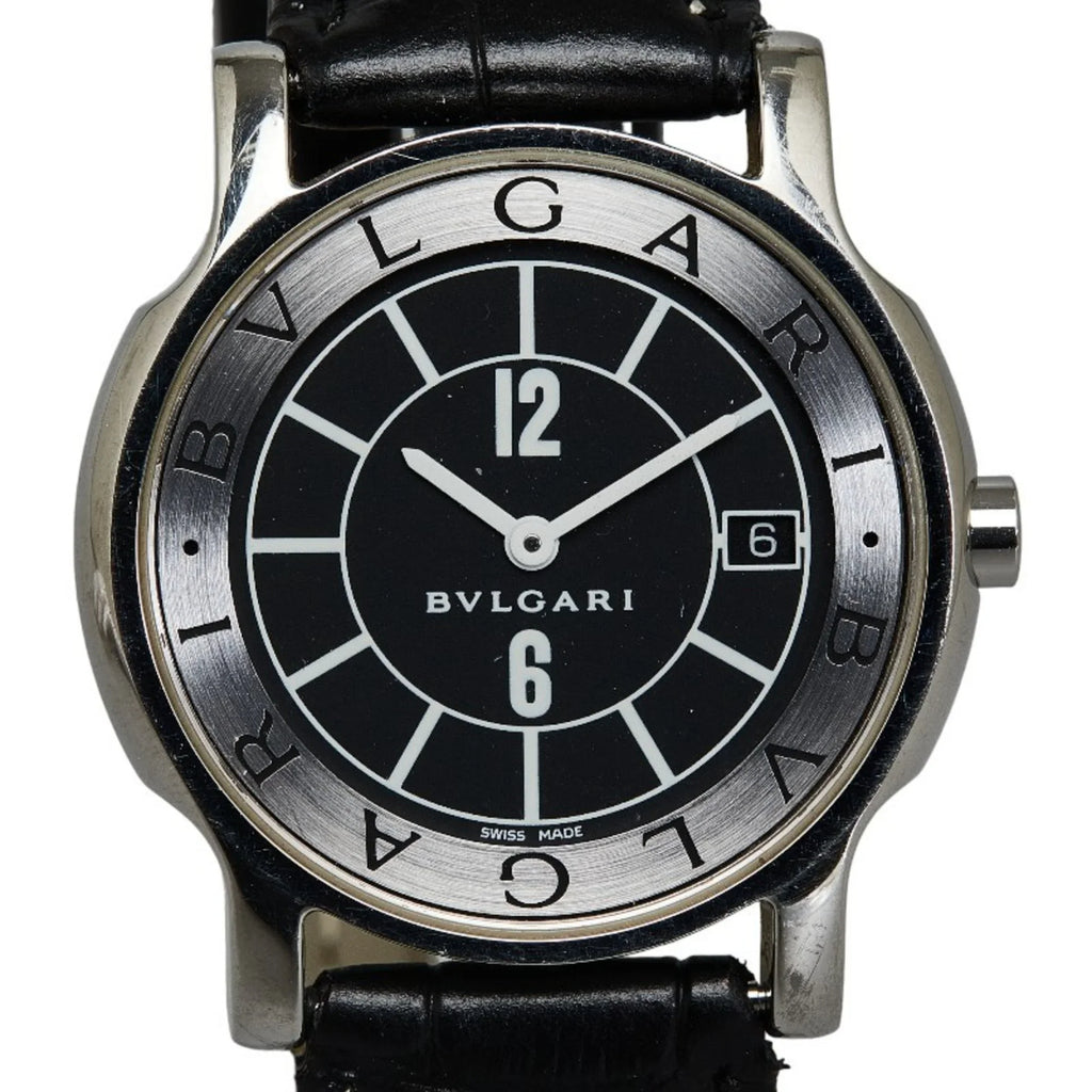 Pre-Owned  Solotempo Leather (non-original) Watch ST35S Quartz Black Dial Stainless Steel Women's (Good)