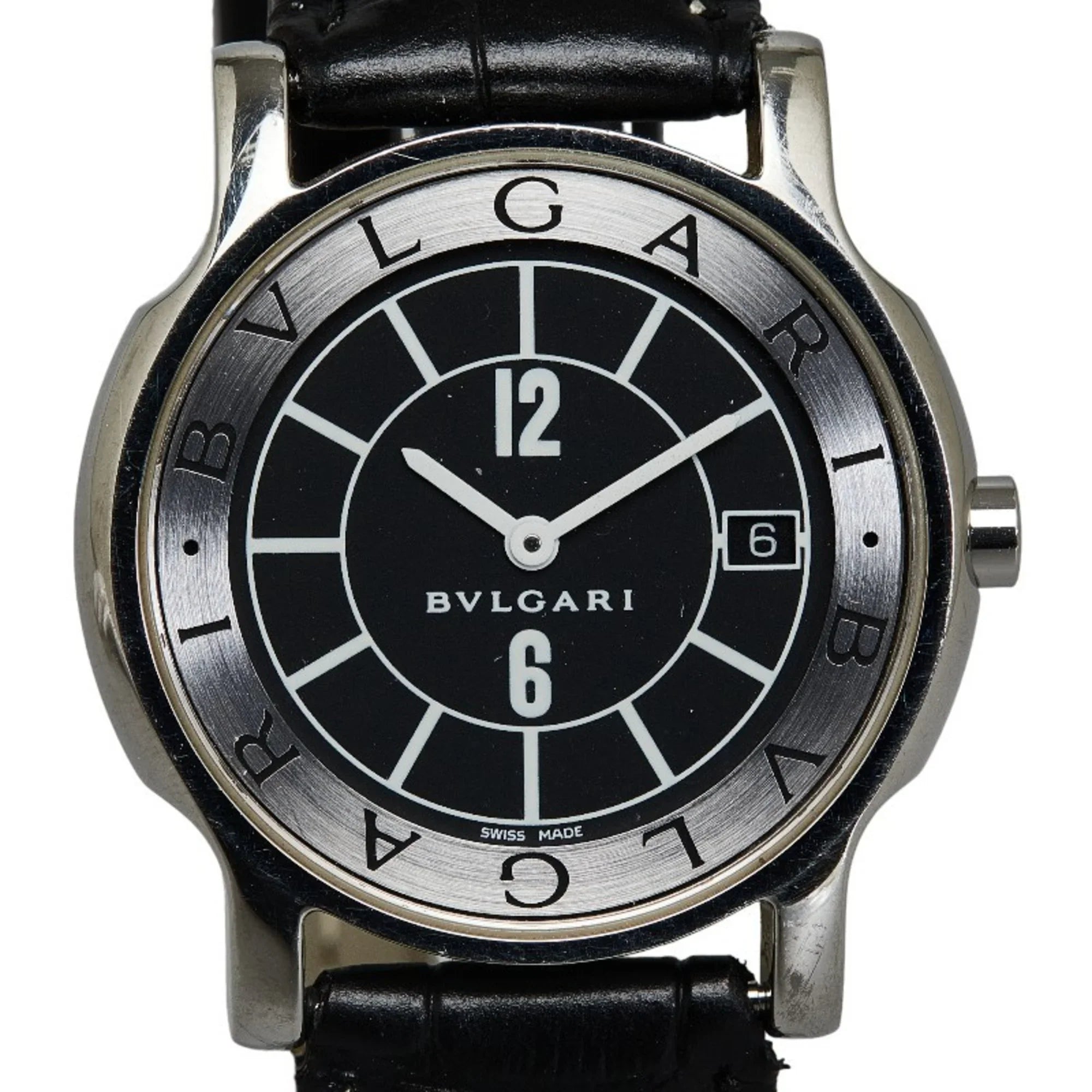 Pre-Owned  Solotempo Leather (non-original) Watch ST35S Quartz Black Dial Stainless Steel Women's (Good)