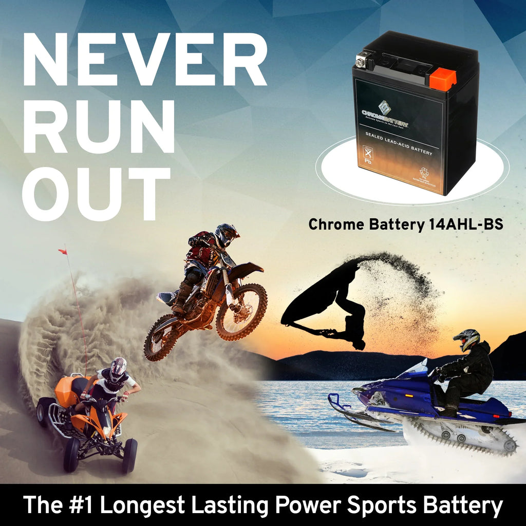 Chrome Battery YTX14AHL- (14AHL- 12 Volt,12 Ah, 210 ) Motorcycle Battery for Suzuki Gsx-r750 750cc 86-'92