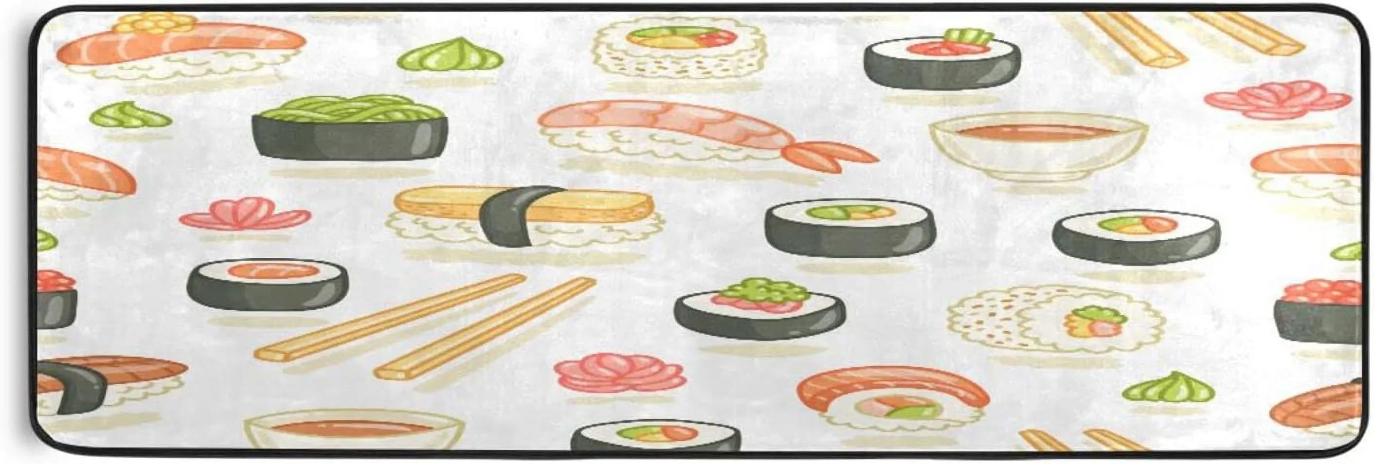 Japanese Sushi Runner Rug - 24"x72" Ultra Soft Non-Slip Floor Mat Washable Area Rugs for Kitchen Bathroom Entry Home Decor Gifts