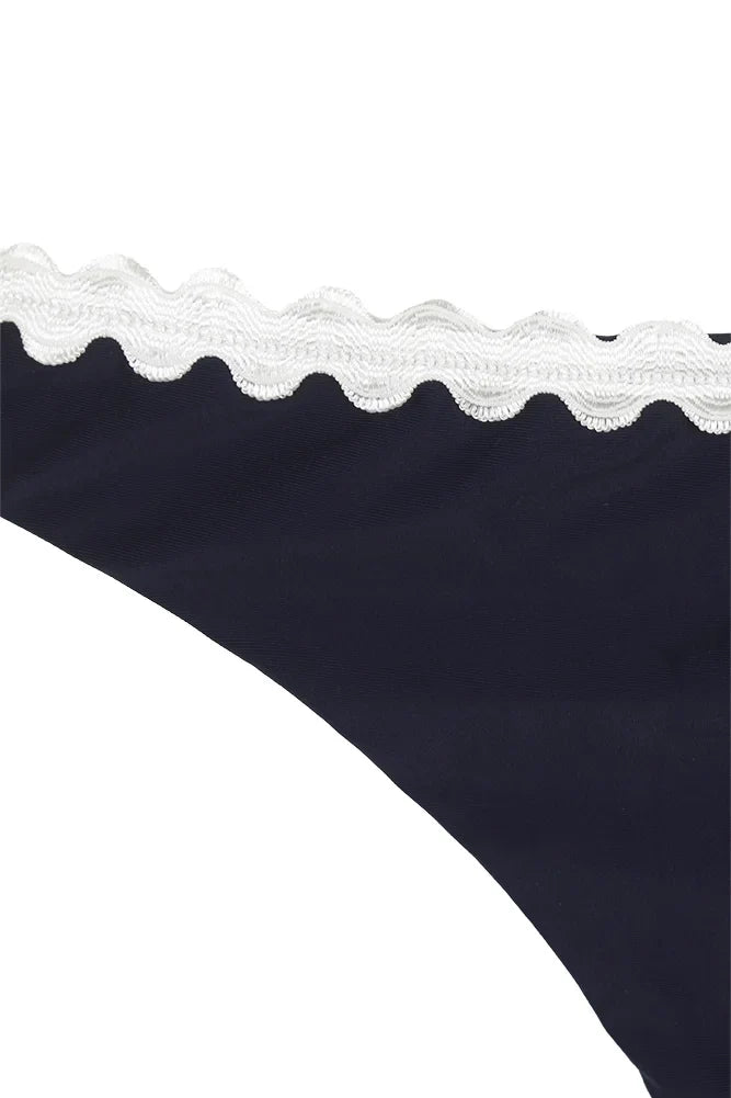 Shoshanna Womens Hipster Scalloped Swim Bottom Separates Navy
