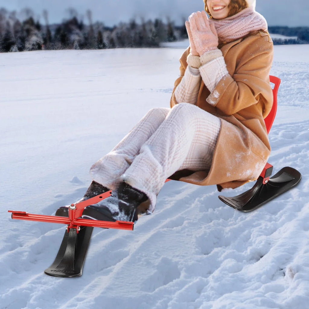 Snow Ski Sled Winter Teens Seat On Sled Ski/Snow Scooter Red