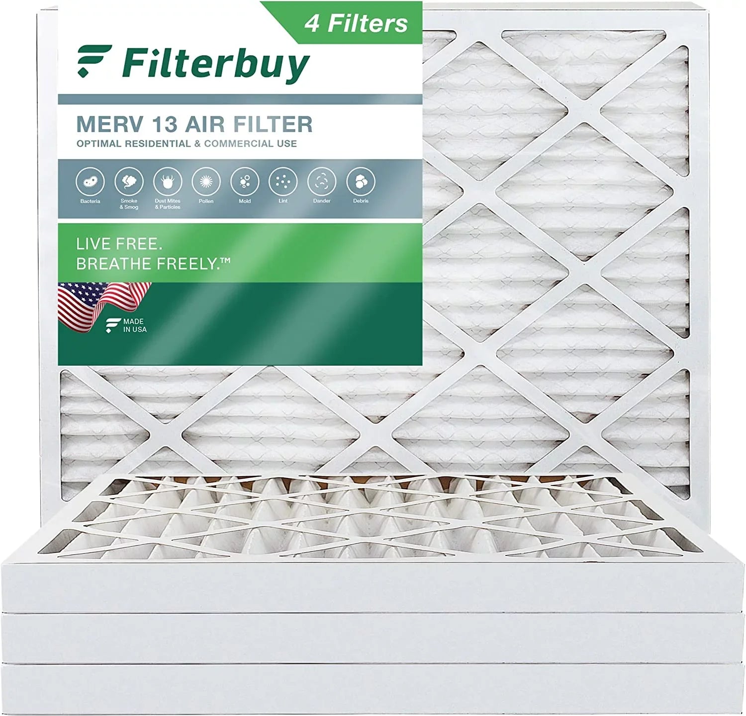 Filterbuy 18x24x2  13 Pleated   Furnace Air Filters (4-Pack)