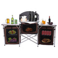 Folding Camping Kitchen Table Picnic Cabinet Table Portable Cooking Storage Rack