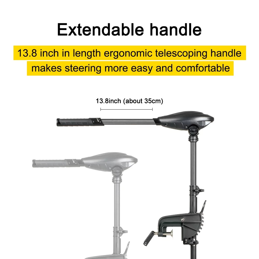 Haswing Osapian Black 12V 55LBS 36inch Shaft Transom Mount Trolling Motor