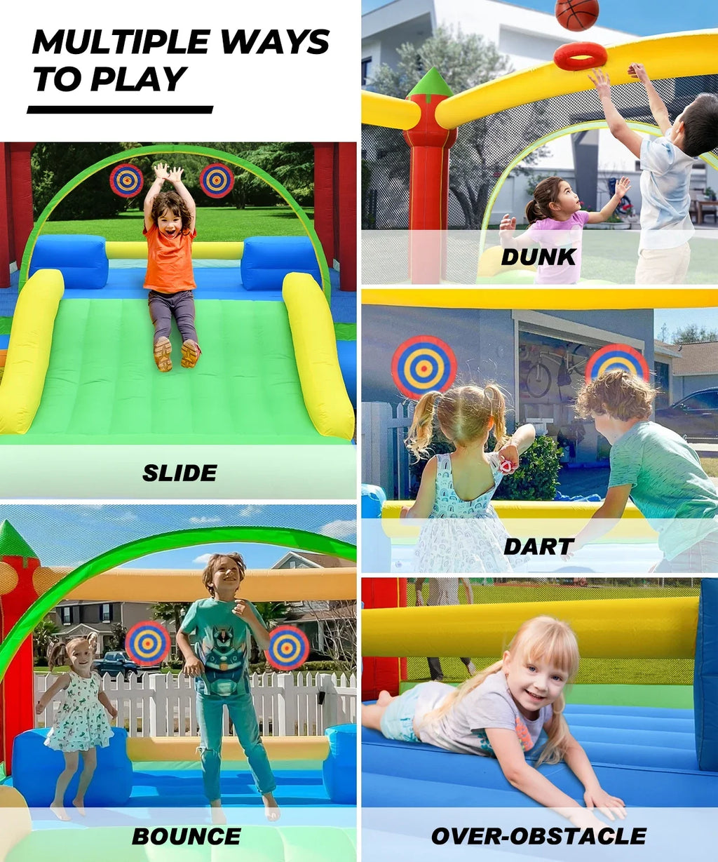 15'x 12' Large Bounce House 840D Oxford Inflatable Bouncers for 6 Kids with Blower & Slide for 3-10 Years, Child, Adult, Infant, Teen, Tween